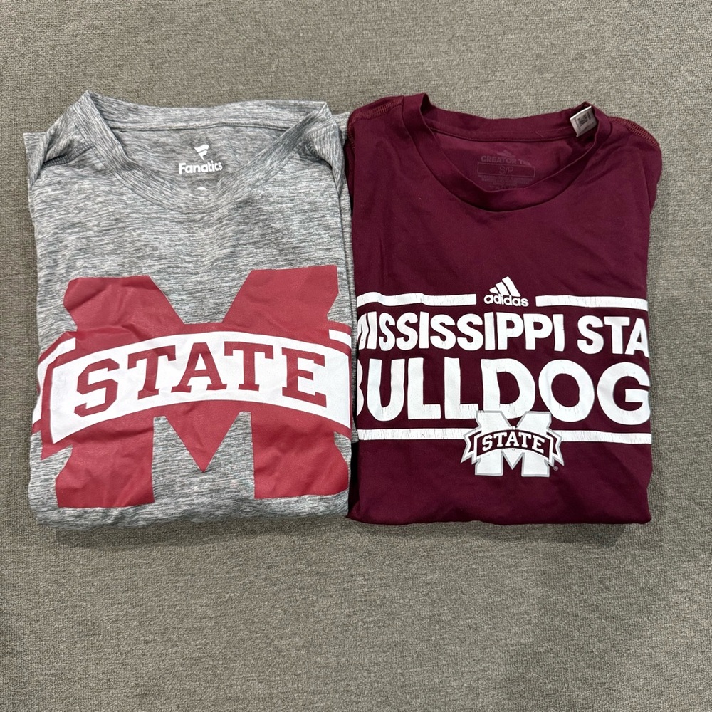 Lot of 2 Size Small Mississippi State Tees - Gray and Maroon